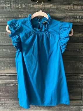 Express Blue/Teal Flutter Ruffle Sleeve blouse size small